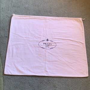 Prada White Felt Blue Logo X-Large Drawstring Bag